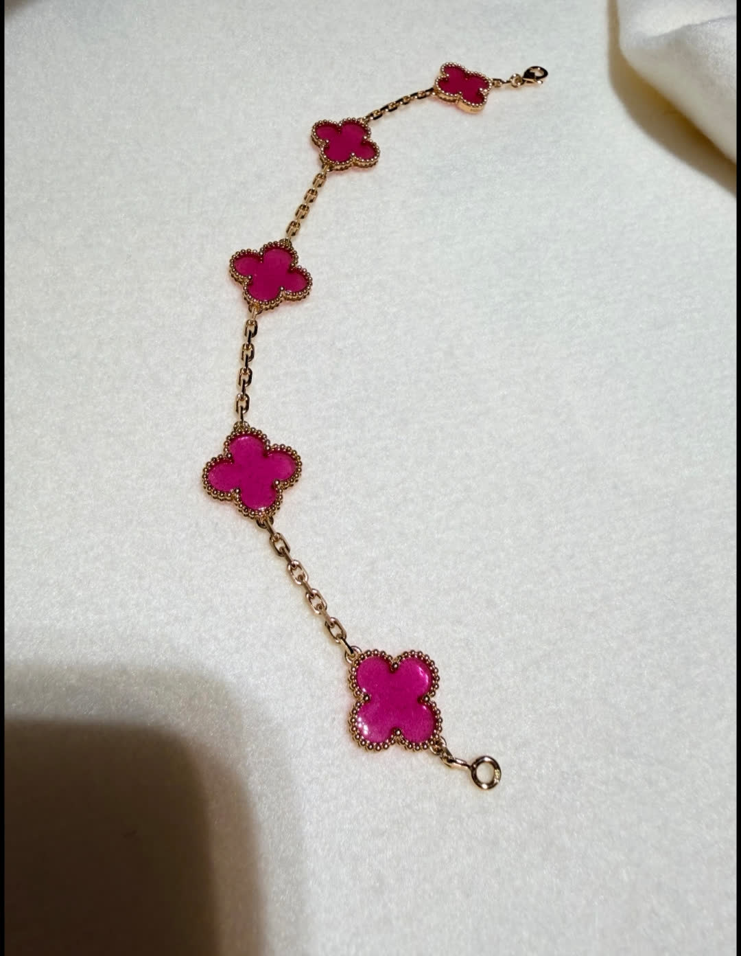 Van Cleef & Arpels Alhambra Pink Enamel Necklace and Earrings Set